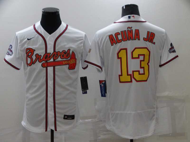 Braves 13 Ronald Acuna Jr. White 2022 Gold Program Flexbase Jersey,We sell and wholesale Braves 13 Ronald Acuna Jr. White 2022 Gold Program Flexbase Jersey on line form chian!